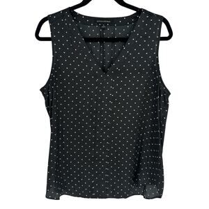 Banana Republic Black White Polka Dot Sleeveless Blouse Office Workwear Party M